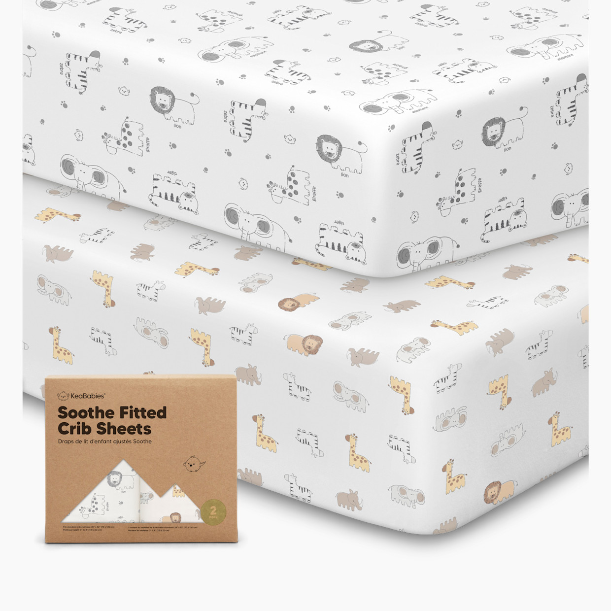 KeaBabies Soothe Fitted Crib Sheets - Kea Safari, 2.