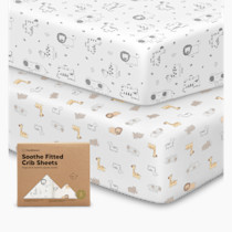 KeaBabies 2-Pack Organic Crib Sheets for Boys, Girls - 52x28 Fitted Crib Mattress Sheet Neutral, Breathable Jersey Cotton Cover for Baby Bed, Toddler Mattress, Soft & Cute Prints (KeaSafari)