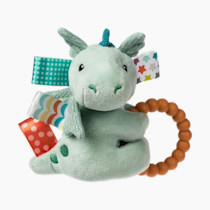 Soft Baby Rattle with Soothing Teether Ring and Sensory Tags, 6-Inches, Drax Dragon