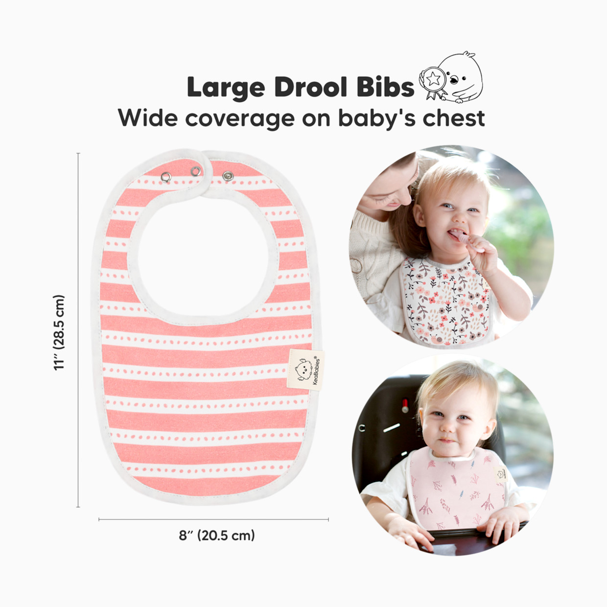 KeaBabies Urban Drool Bibs (8 Pack) - Sweet Charm, 8.