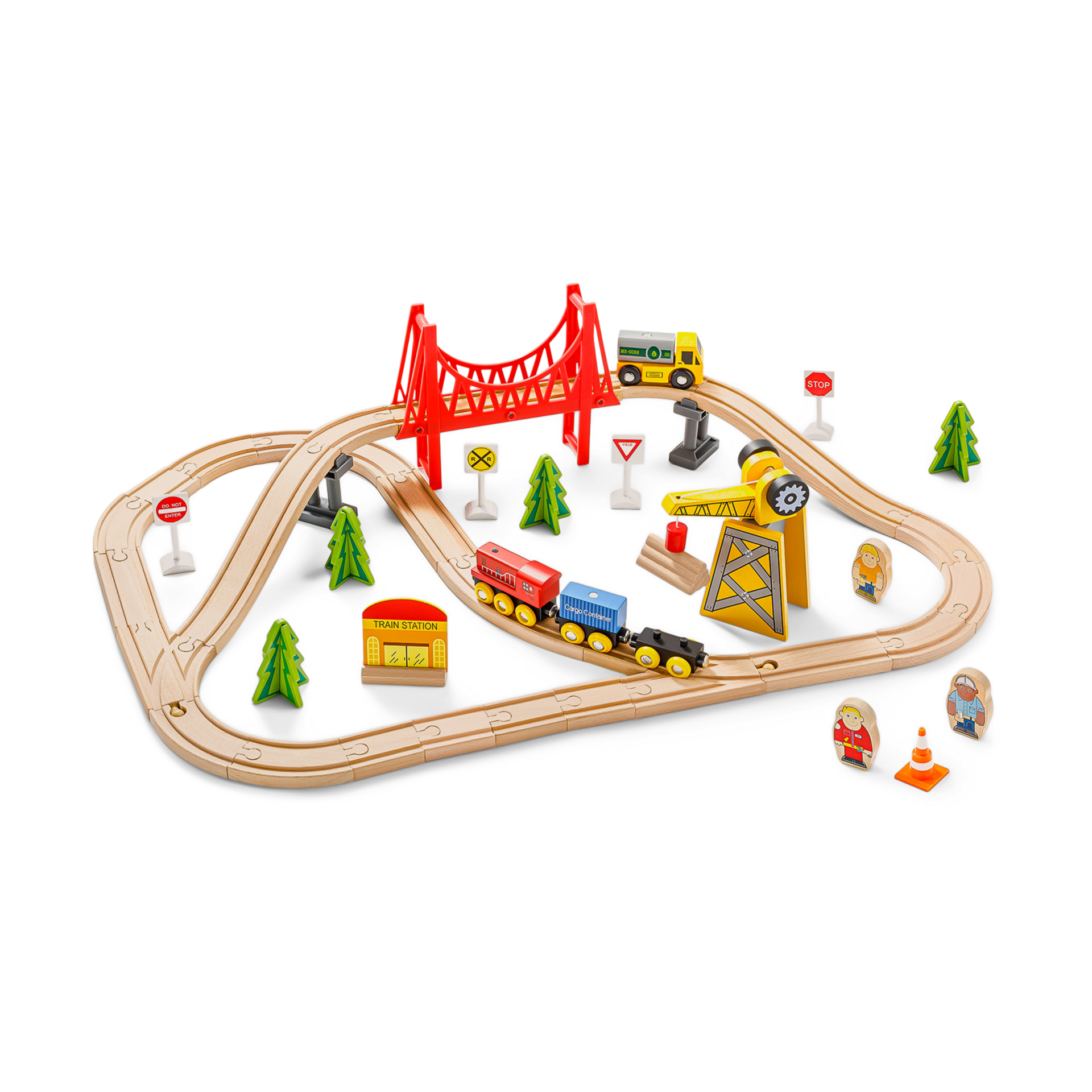 Tiny Land Wooden Track Trains 55 Pcs.