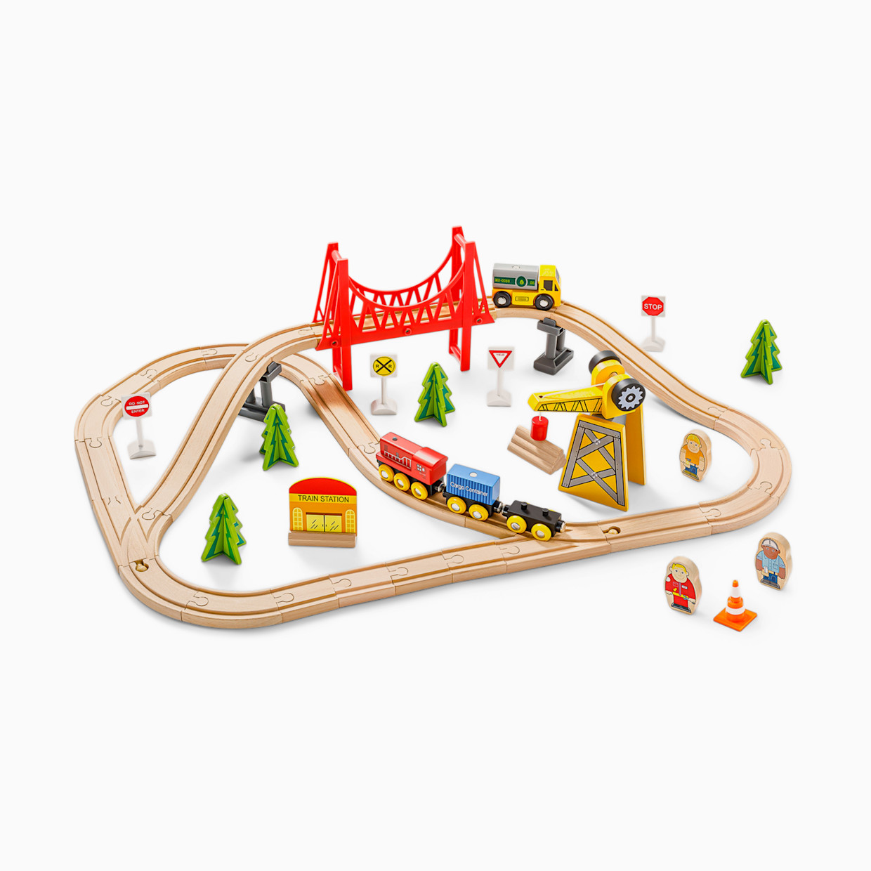 Tiny Land Wooden Track Trains 55 Pcs.
