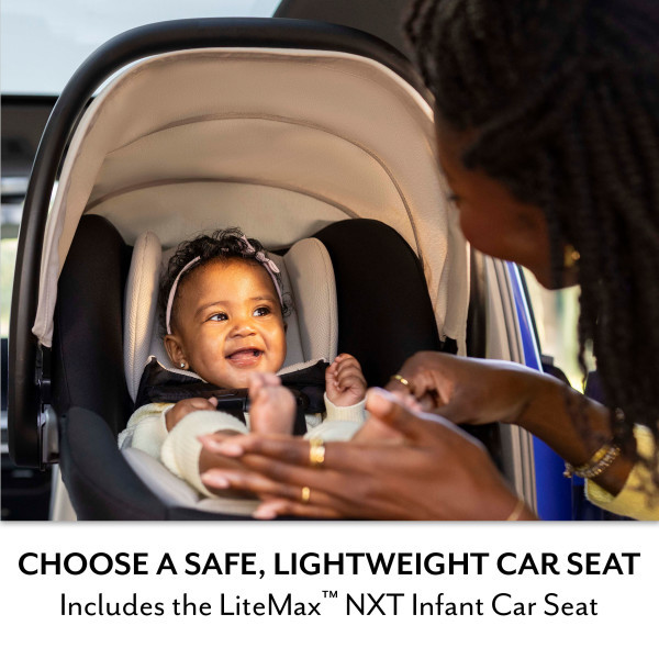 Evenflo Pivot NXT Travel System with LiteMax NXT Infant Car Seat - Latte Tan.