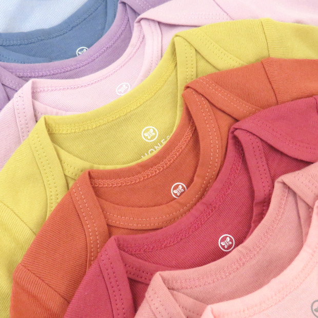 Honest Baby Clothing 10-Pack Organic Cotton Short Sleeve Bodysuits - Rainbow Gems Pinks, 3-6 M, 10.