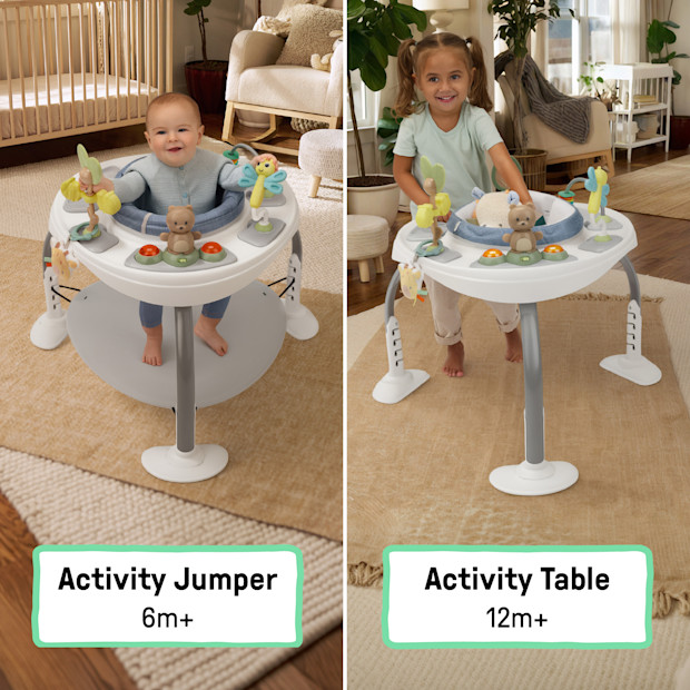 Ingenuity Bounce to Bloom 2-in-1 Activity Jumper & Table.