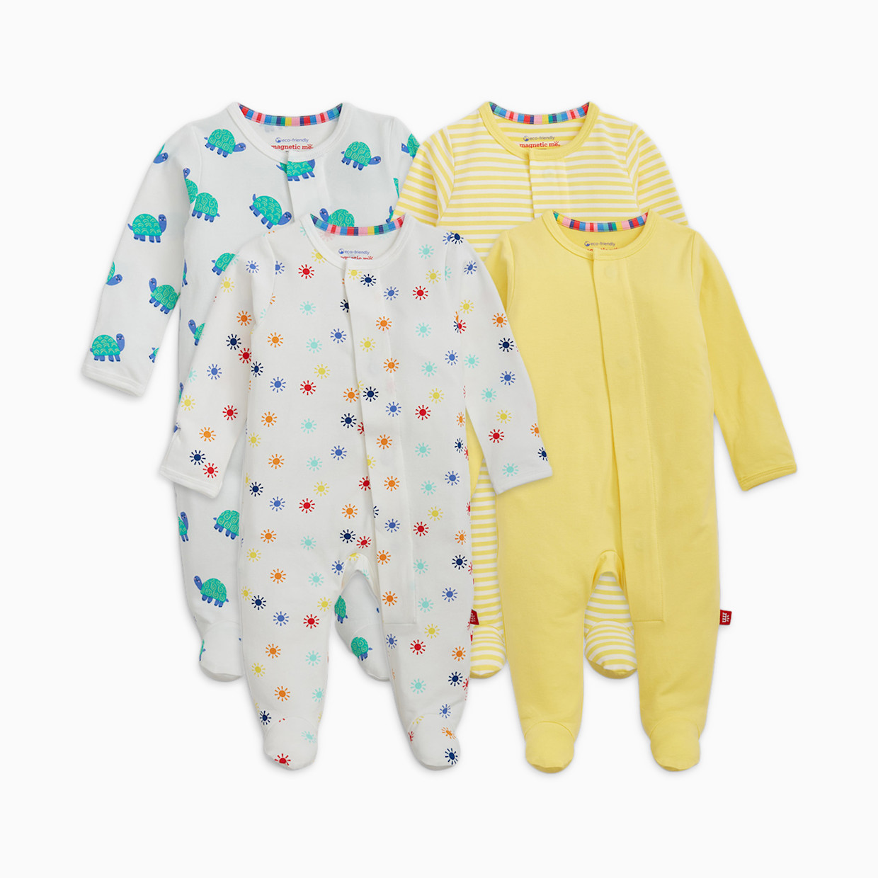 Magnetic Me Cloudstretch Magnetic 4-Pack Footie - Green Multi, Newborn.