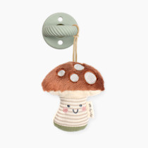 Itzy Ritzy Pacifier and Lovey Set; Detachable Plush Mushroom and Coordinating Green Silicone Pacifier; Ideal for Ages 0 Months and Up, Mushroom