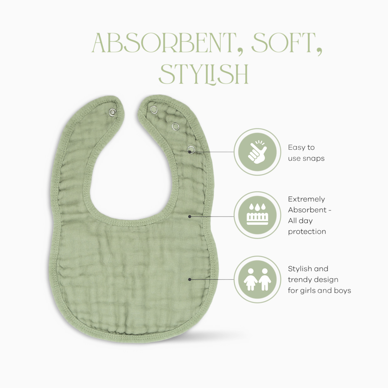 Comfy Cubs Muslin Bibs with Adjustable Snaps (8 Pack) - Multicolor, 8.