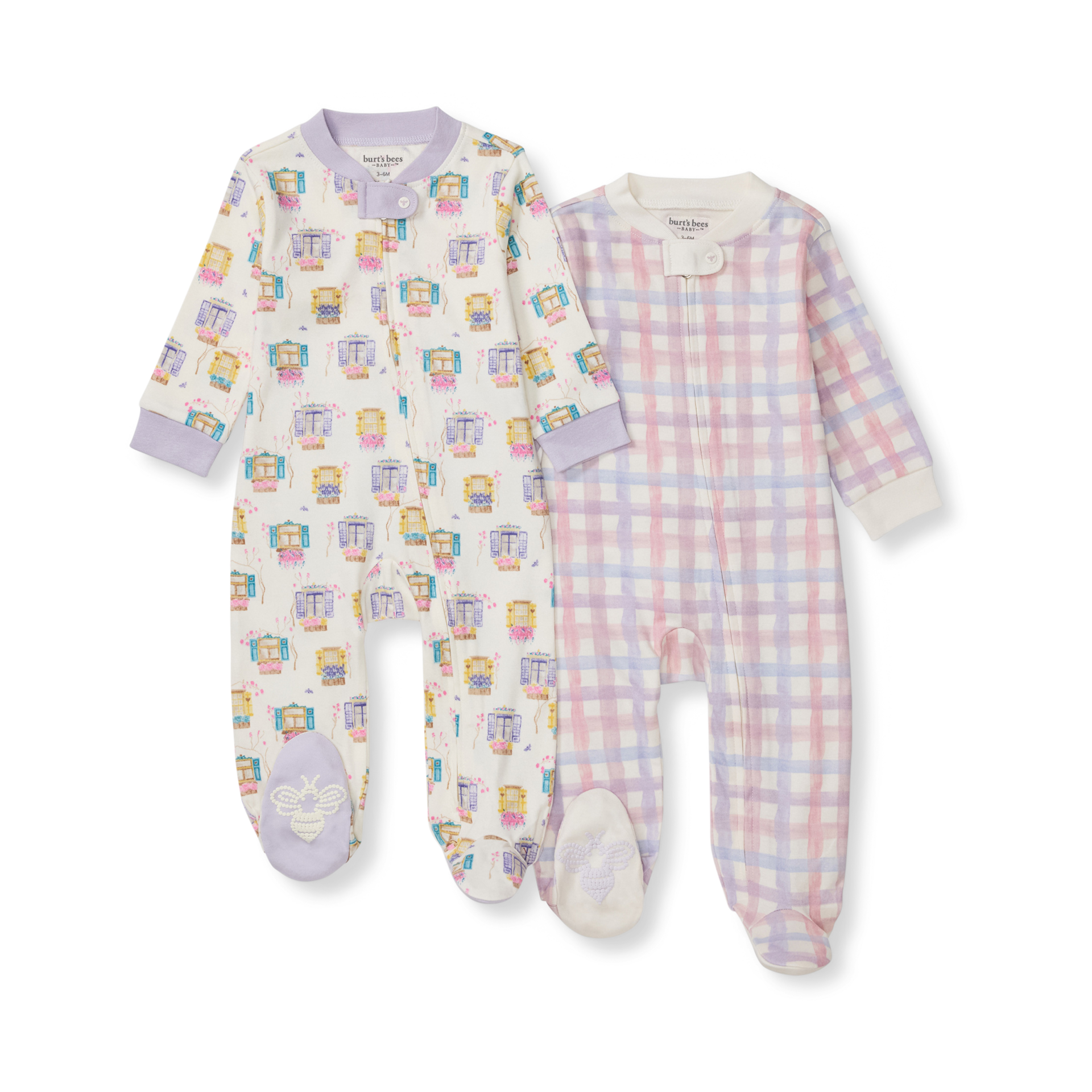 Burt's Bees Baby 2 Pack Sleep & Play Pajamas Organic Cotton Swiss Chalet, 03 M Babylist Shop