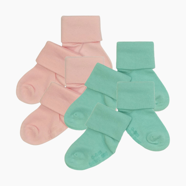 Babysoy Solid Stay On Socks (4 Pack) - Harbor Peony, 0-6 Months, 4.