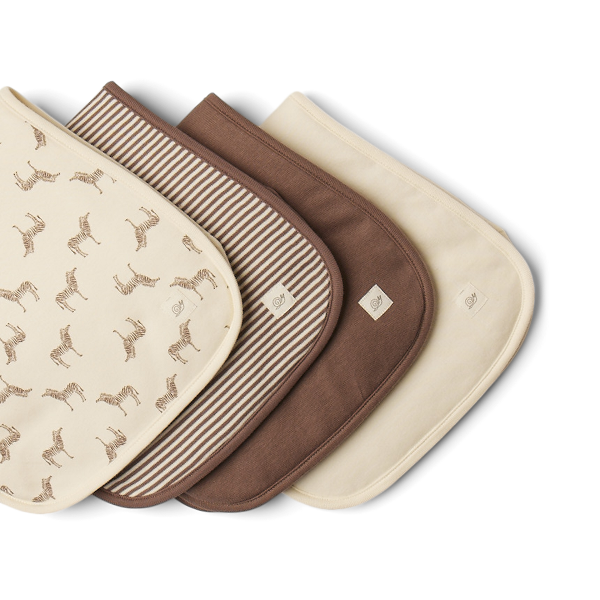 Tiny Kind 4 Pack Organic Burp Cloth - Deep Taupe Zebra.