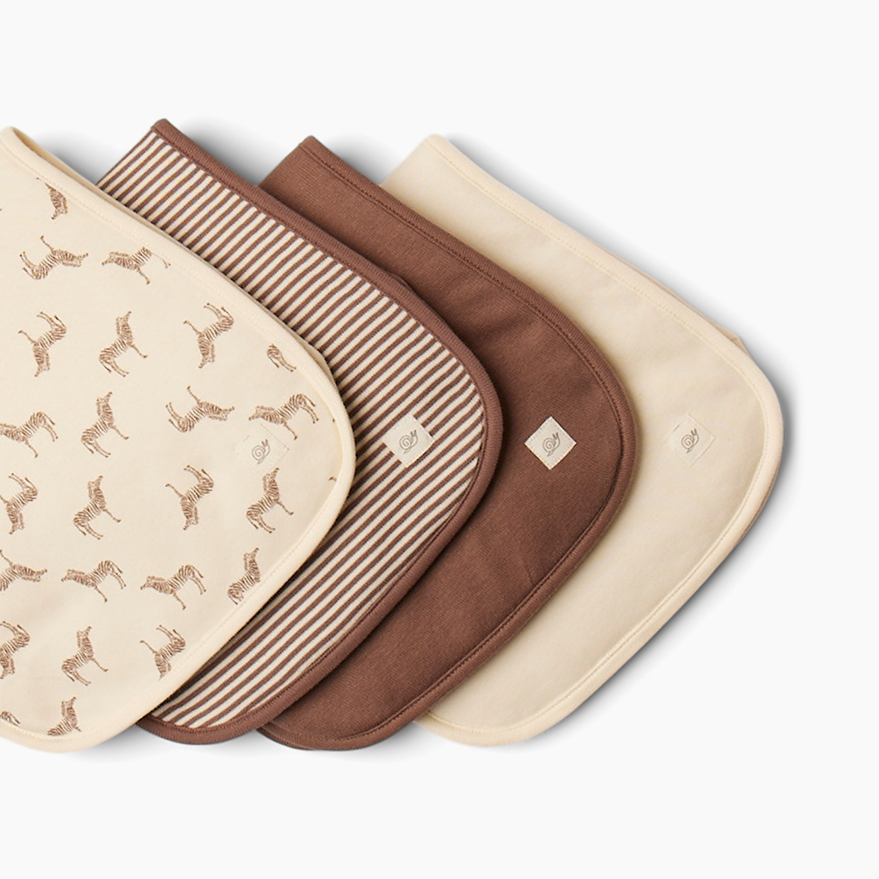 Tiny Kind 4 Pack Organic Burp Cloth - Deep Taupe Zebra.
