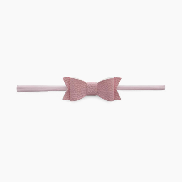 Baby Bling Leather Bow Tie Skinny Headband - New Pink.