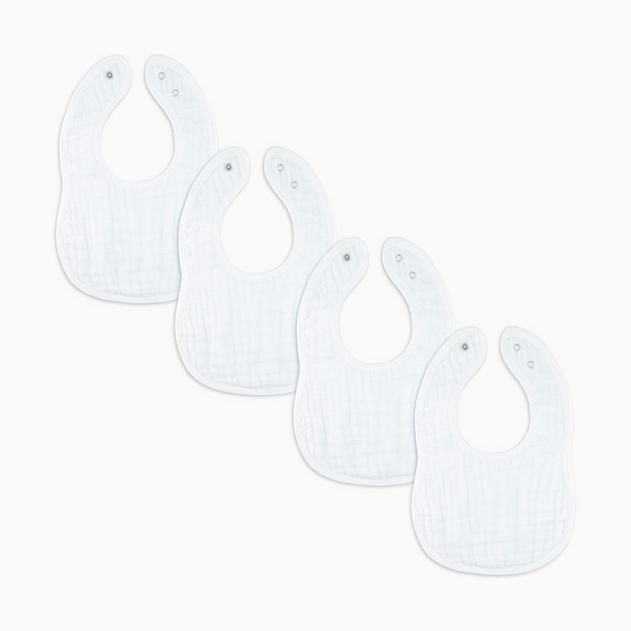Comfy Cubs Muslin Bibs with Adjustable Snaps (4 Pack) - White, 4.