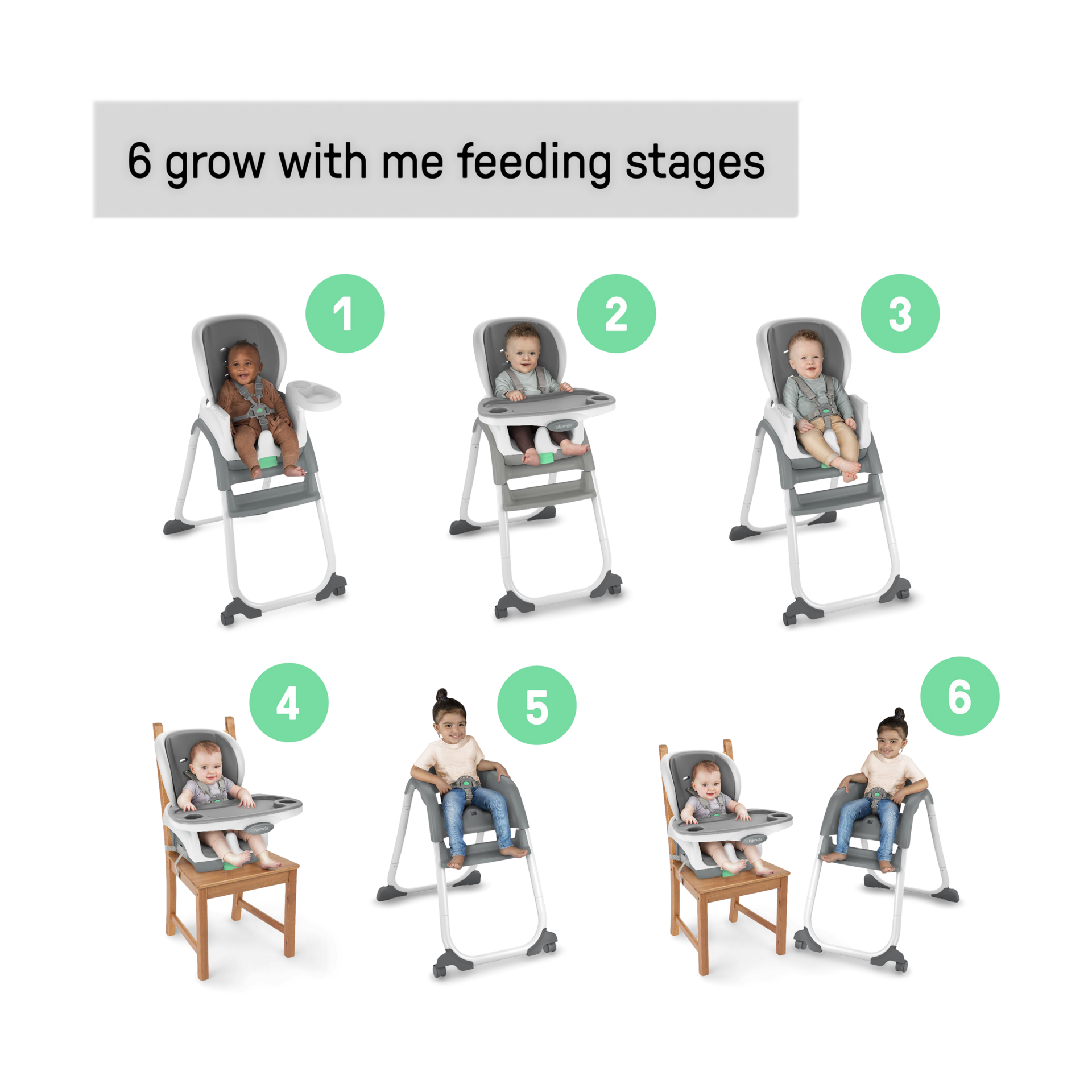 Ingenuity Full Course SmartClean 6-in-1 Baby to Toddler High Chair - Slate.