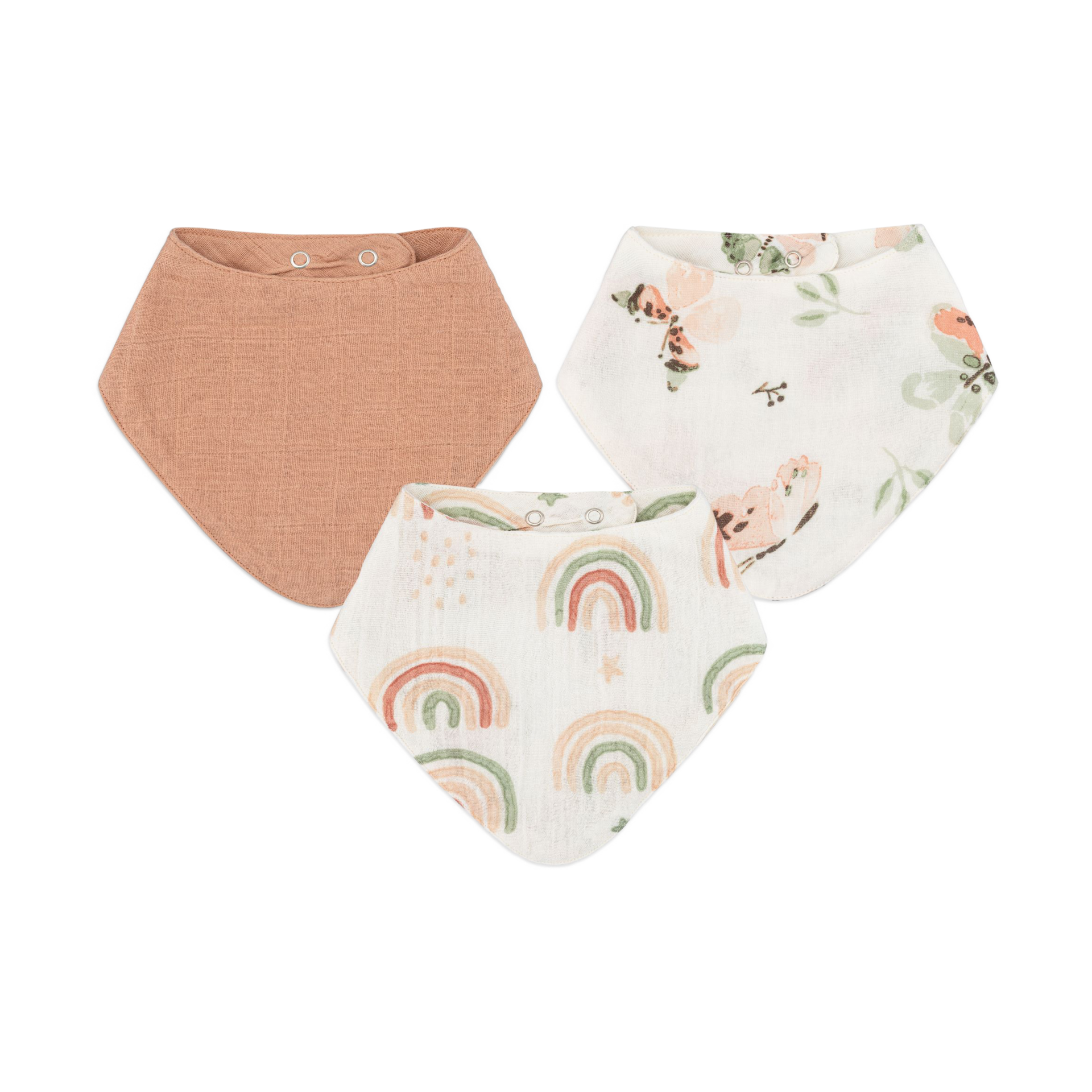 Crane Baby Cotton 4 Layer Muslin Bib Set (3 Pack) Parker Rainbow