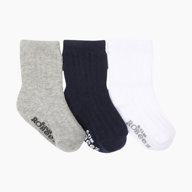 Robeez Socks (3 Pack) - Basics Grey, Black, White, 6-12 Months.