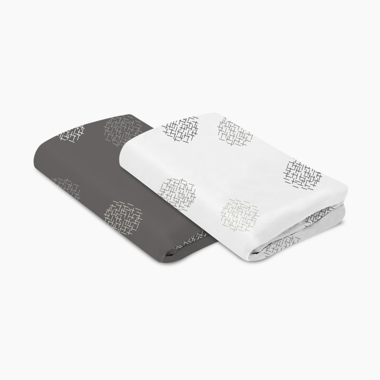 4moms Breeze Playard Sheet Set (2 Pack) - White/Grey Crosshatch.