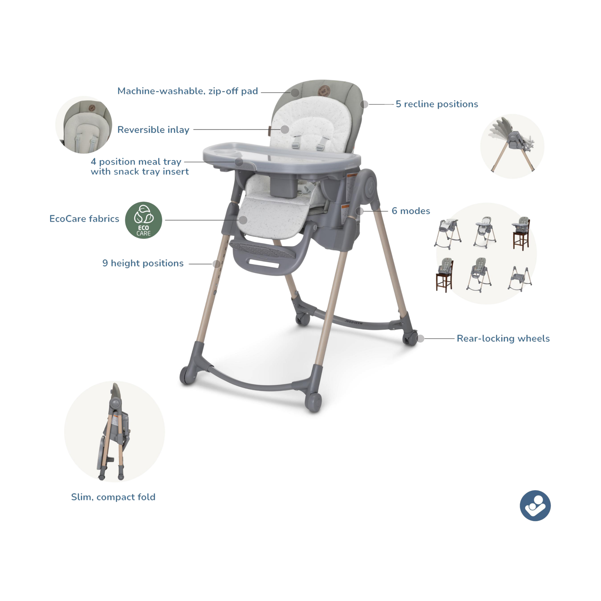 Maxi-Cosi Minla 6-in-1 Adjustable High Chair.