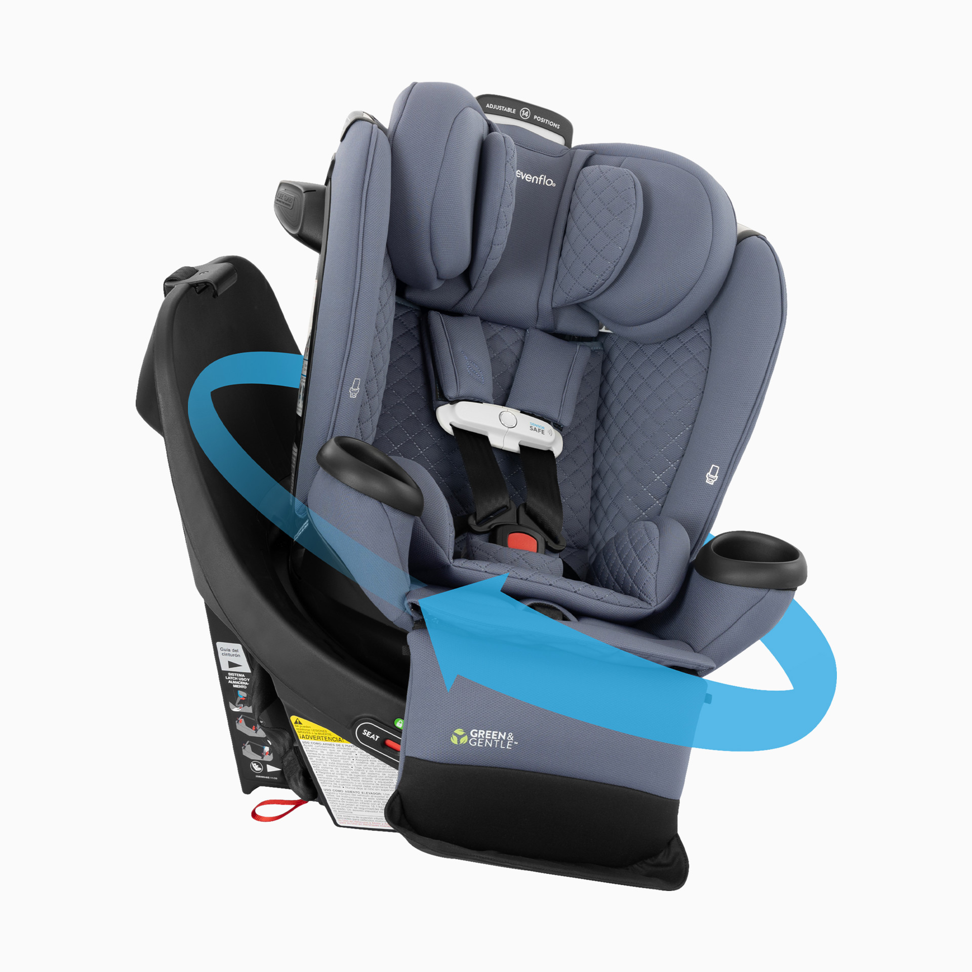 Evenflo Revolve360 Extend All-in-One Rotational Car Seat with Green &  Gentle Fabric - Flint | Babylist Shop