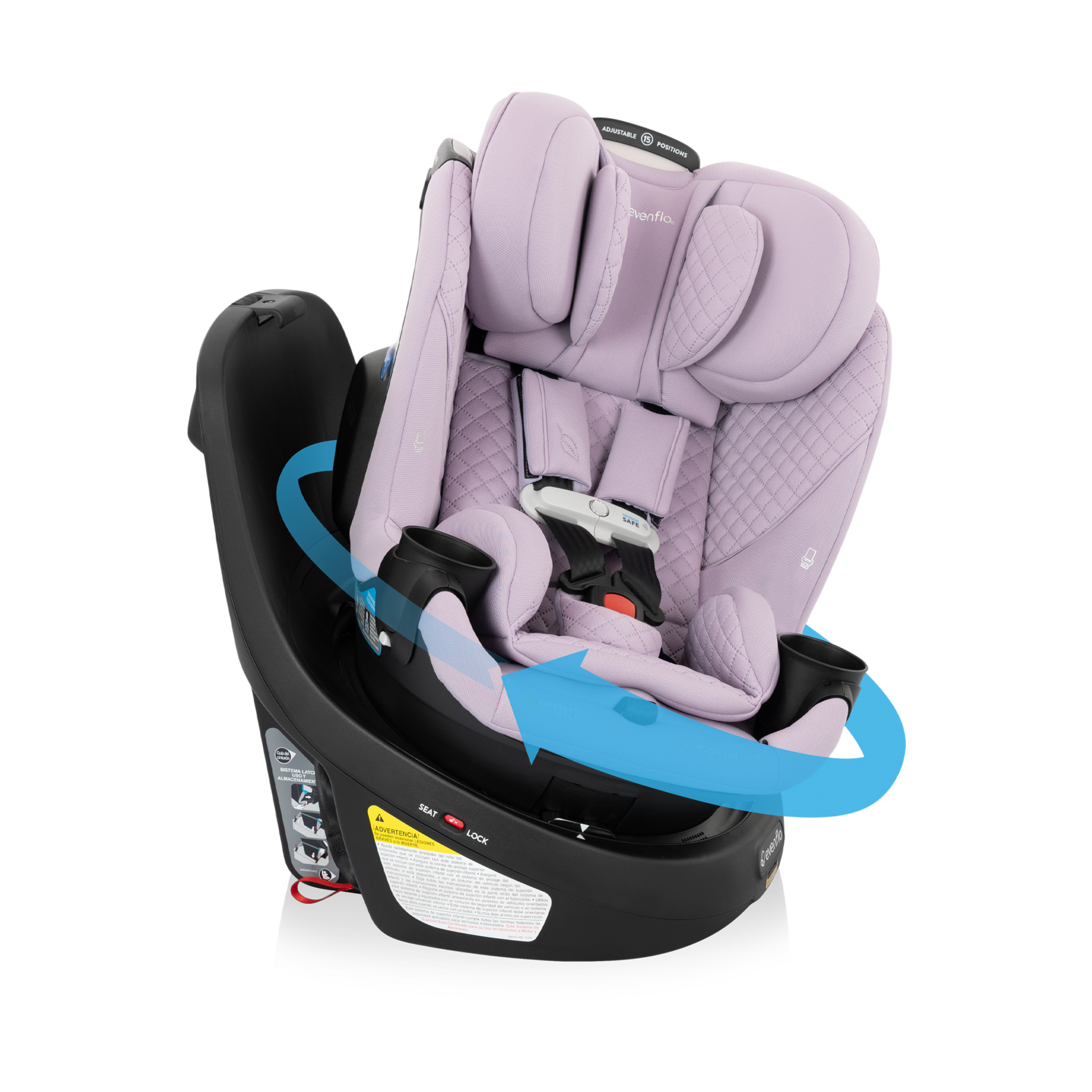 Evenflo Gold Revolve360 Slim Silla de Auto Giratoria 2 en 1 con SensorSafe, Rosa Ágata