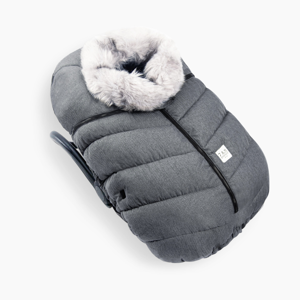 7AM Enfant Car Seat Cocoon - Heather Grey Dark Faux Fur.