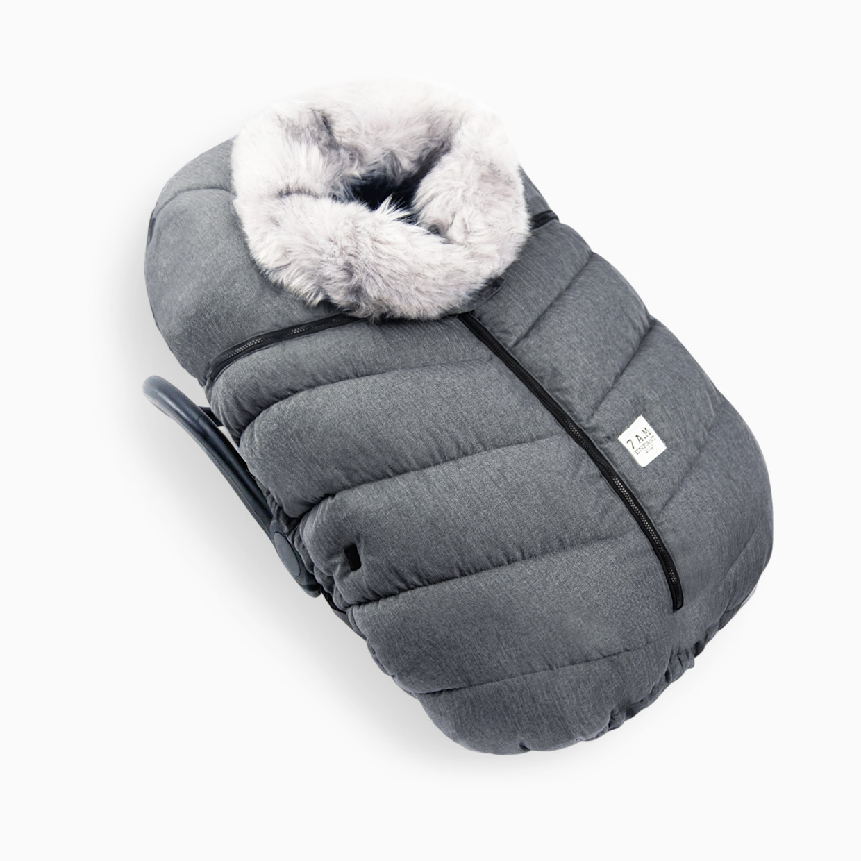 7AM Enfant Car Seat Cocoon - Heather Grey Dark Faux Fur.