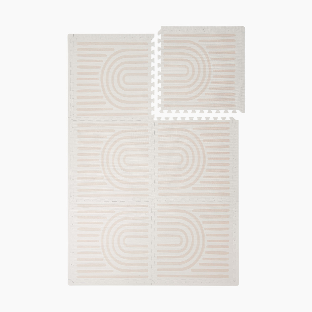 Toddlekind Haven Foam Play Mat | Linear Collection - Linen, 6X12.