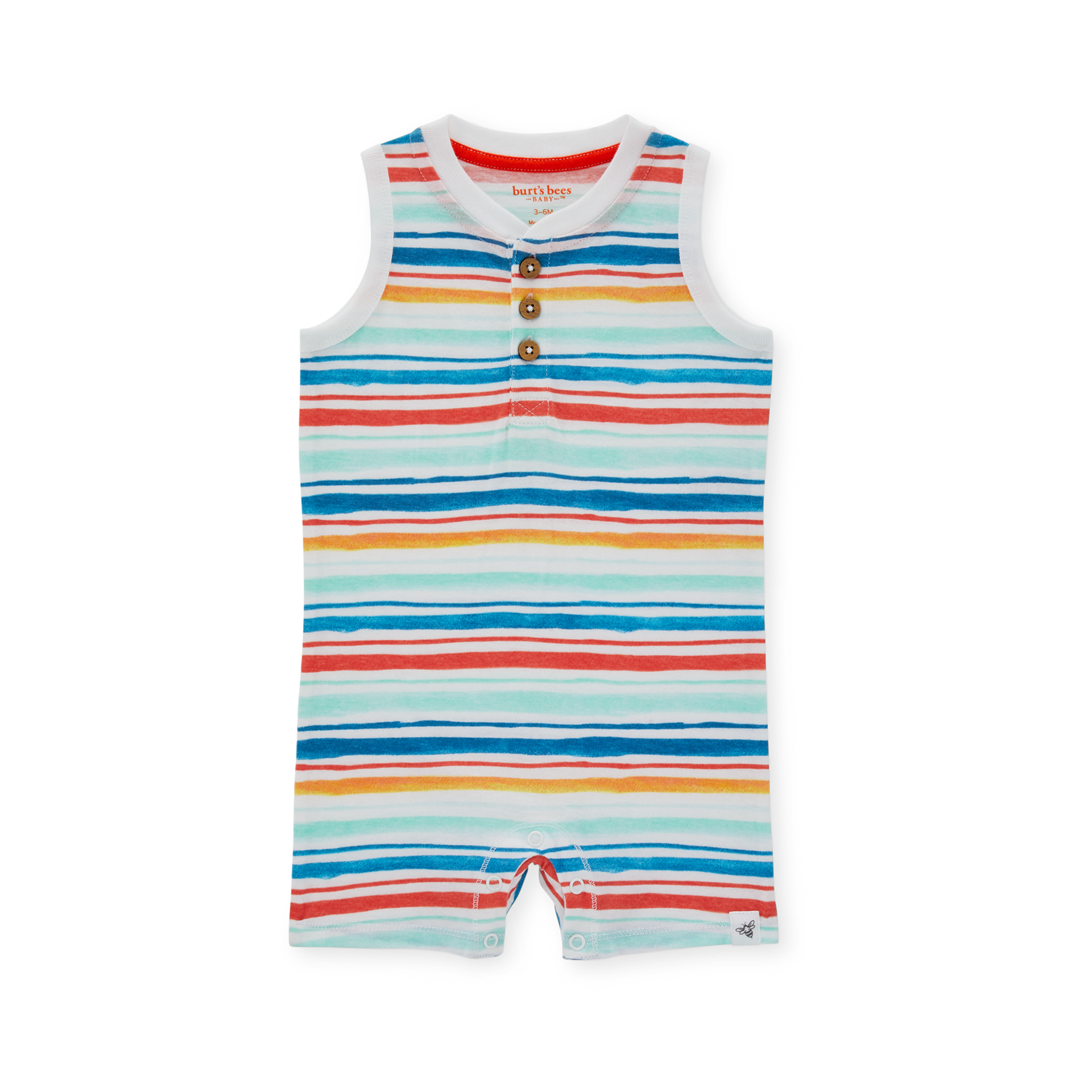 Burt's Bees Baby Check Romper Organic Cotton Shortall Blue, 36