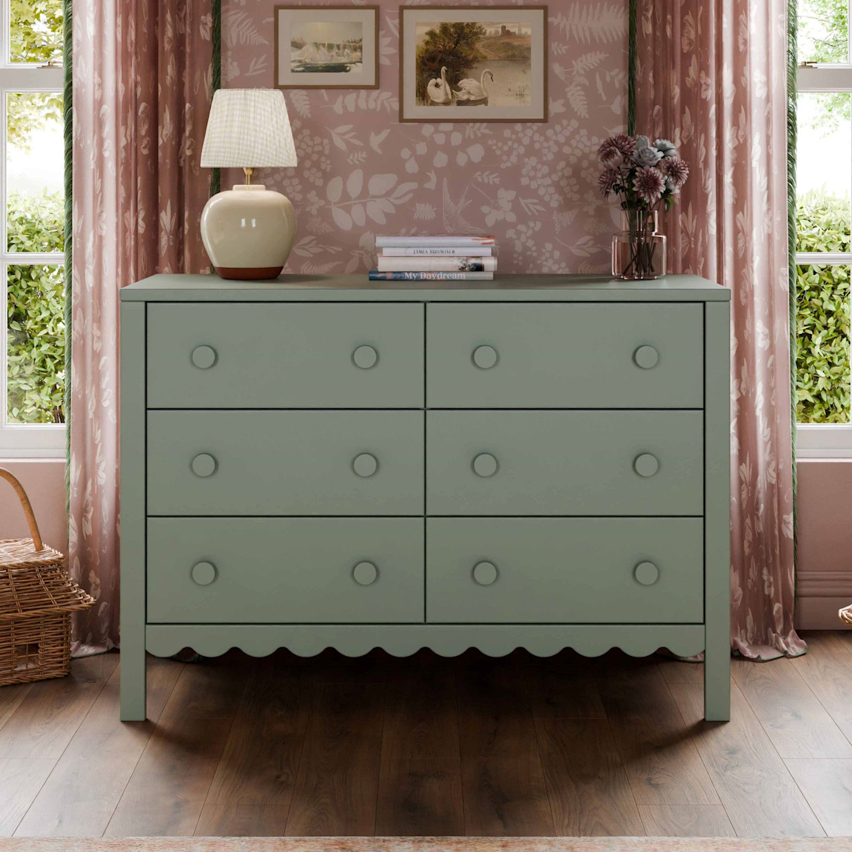 daVinci Sammy Scallop 6-Drawer Dresser - Light Sage.