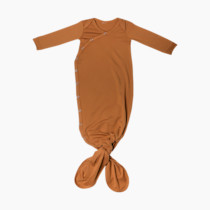 Copper Pearl Baby Gown - Knotted Newborn Sleepers for Baby Boy and Girl, Soft Stretchy Long Sleeve Infant Gowns with Bottom Tie and Hand Mittens, Perfect Hospital Coming Home Outfit (Camel)