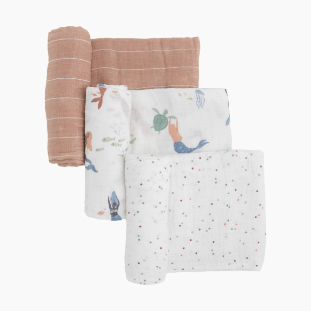Little Unicorn Cotton Muslin Swaddle Blanket 3 Pack - Mermaids.