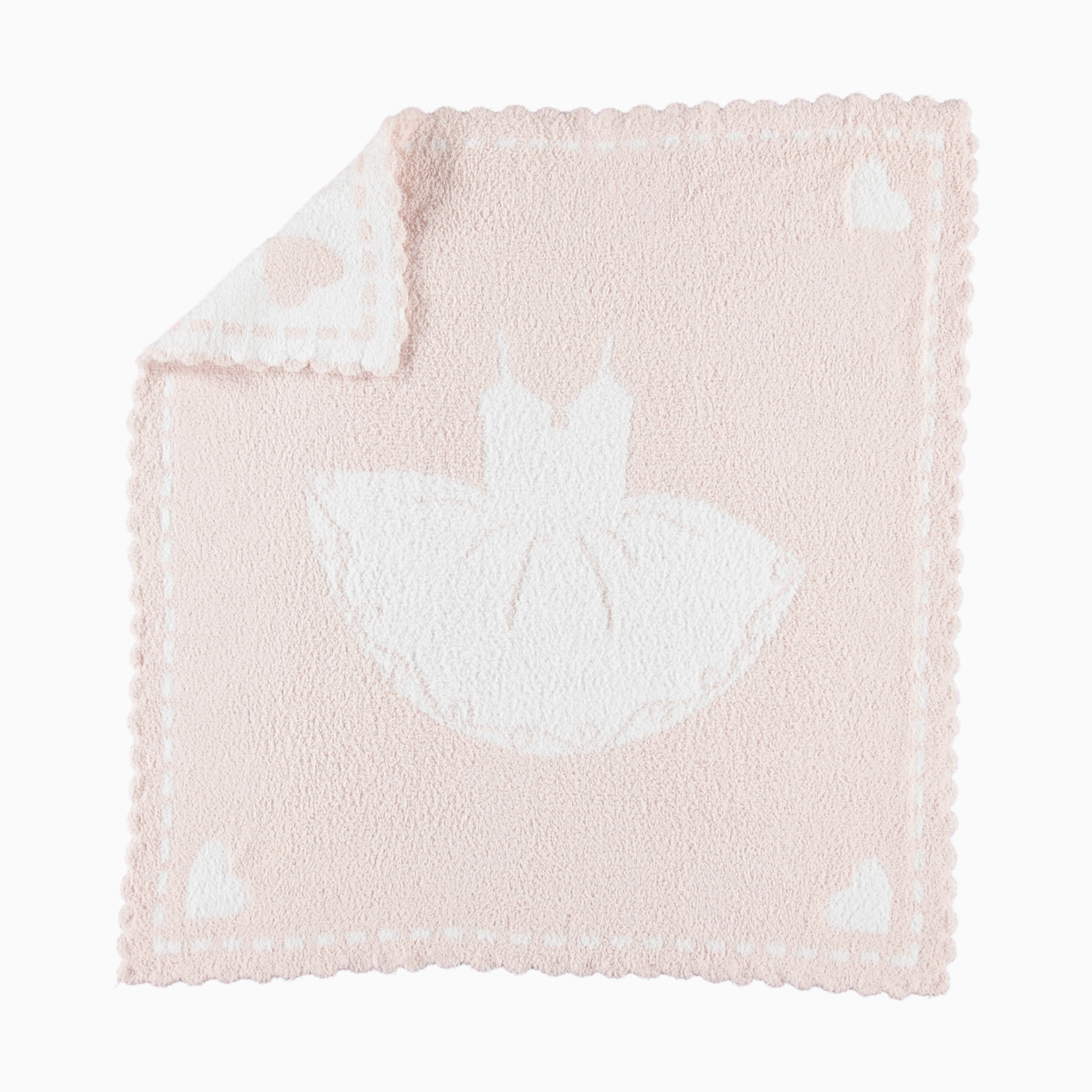 Barefoot Dreams CozyChic Scalloped Receiving Blanket - Pink/White/Tutu.