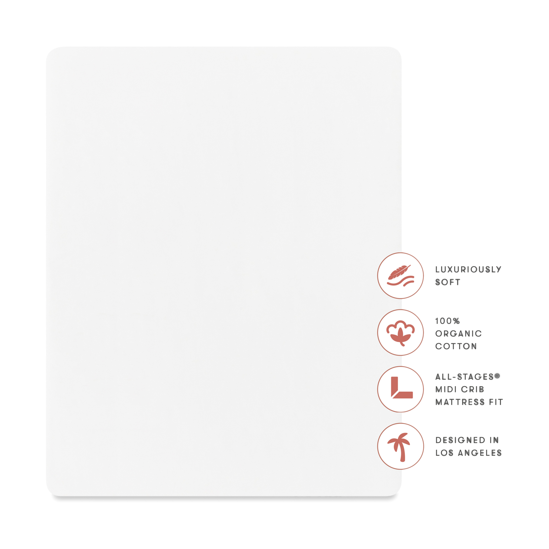 babyletto All-Stages Midi Organic Brushed Cotton Crib Sheet - Bright White.
