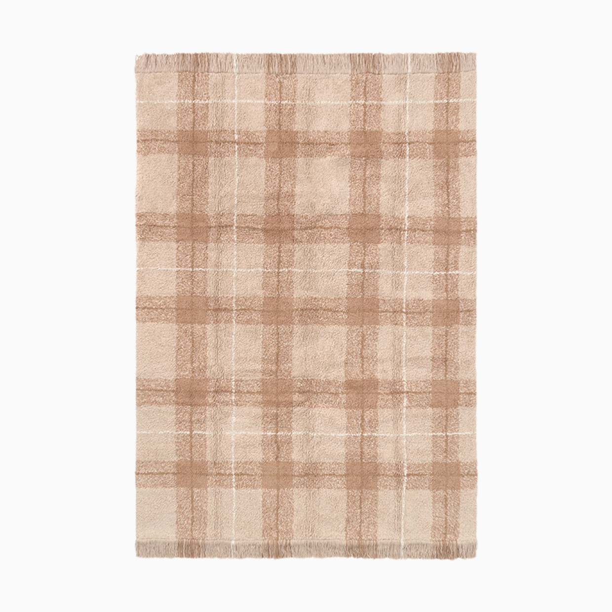 Lorena Canals Tartan Washable Rug - Rose, 4' 7" X 6' 7".