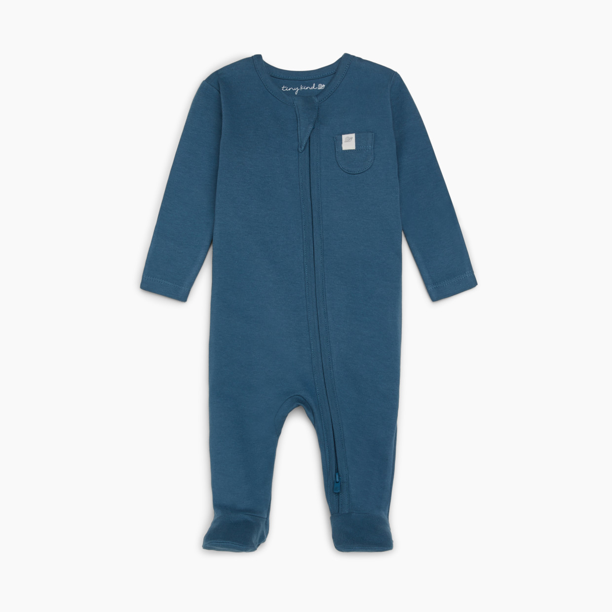 Tiny Kind Solid Zip Up Footie - Tapestry Blue, Nb.