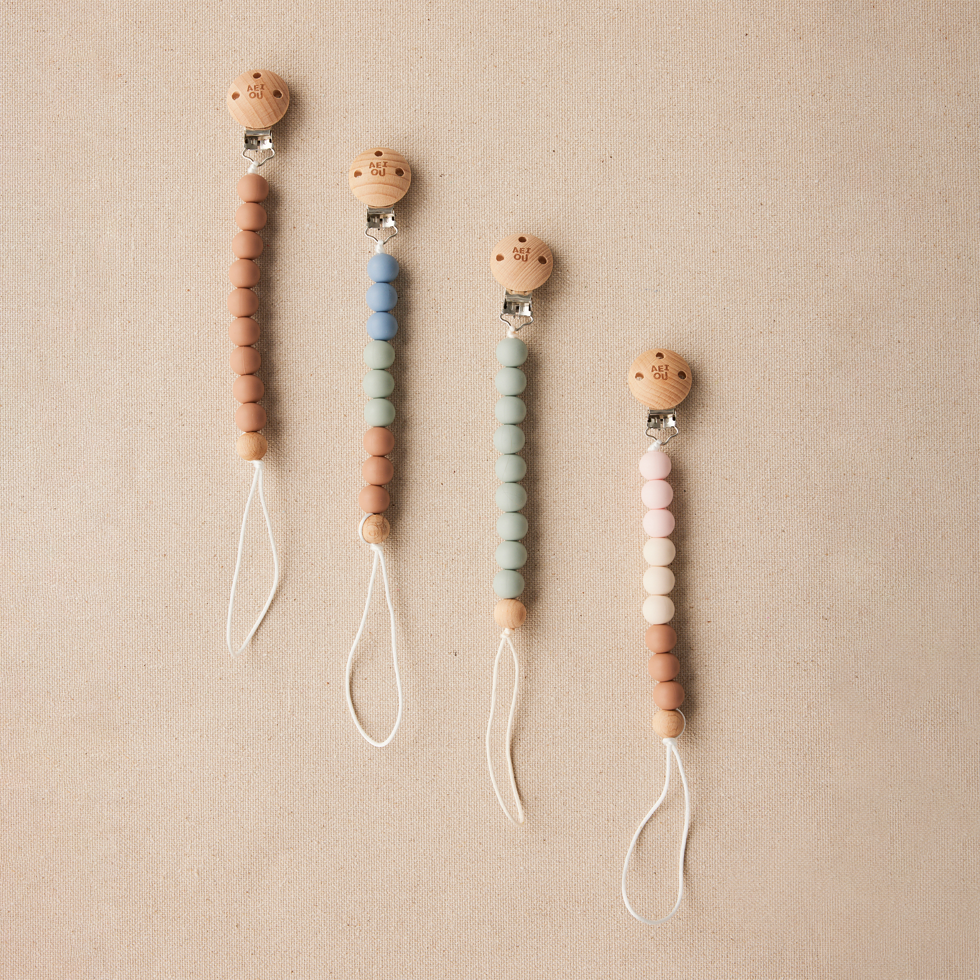 AEIOU Silicone Pacifier Clip - Clay.