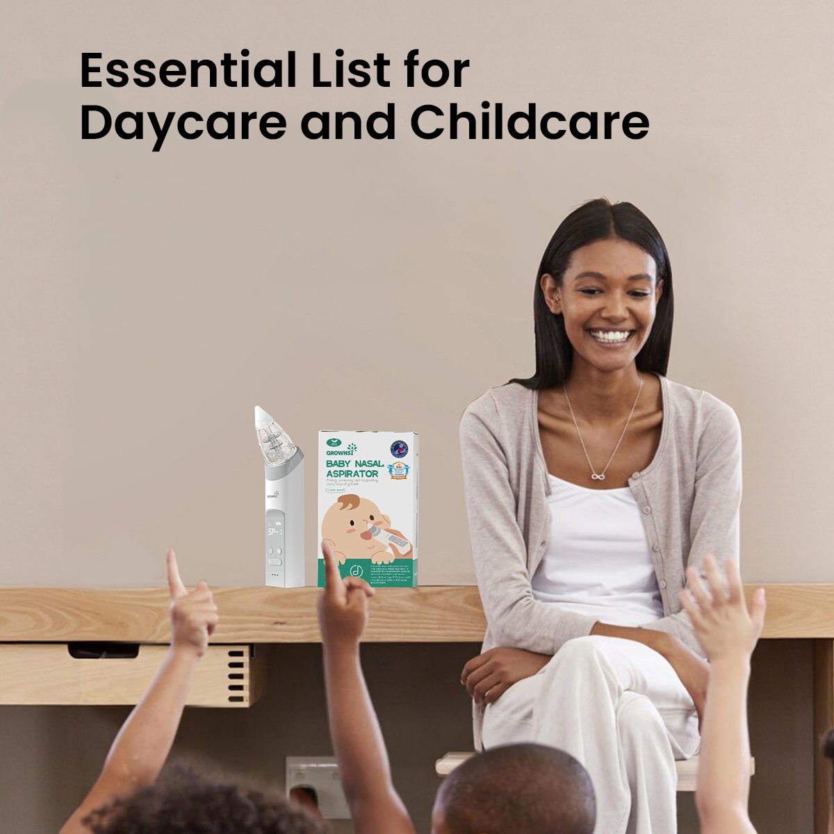 GROWNSY Electric Nasal Aspirator with 3 Silicone Tips.