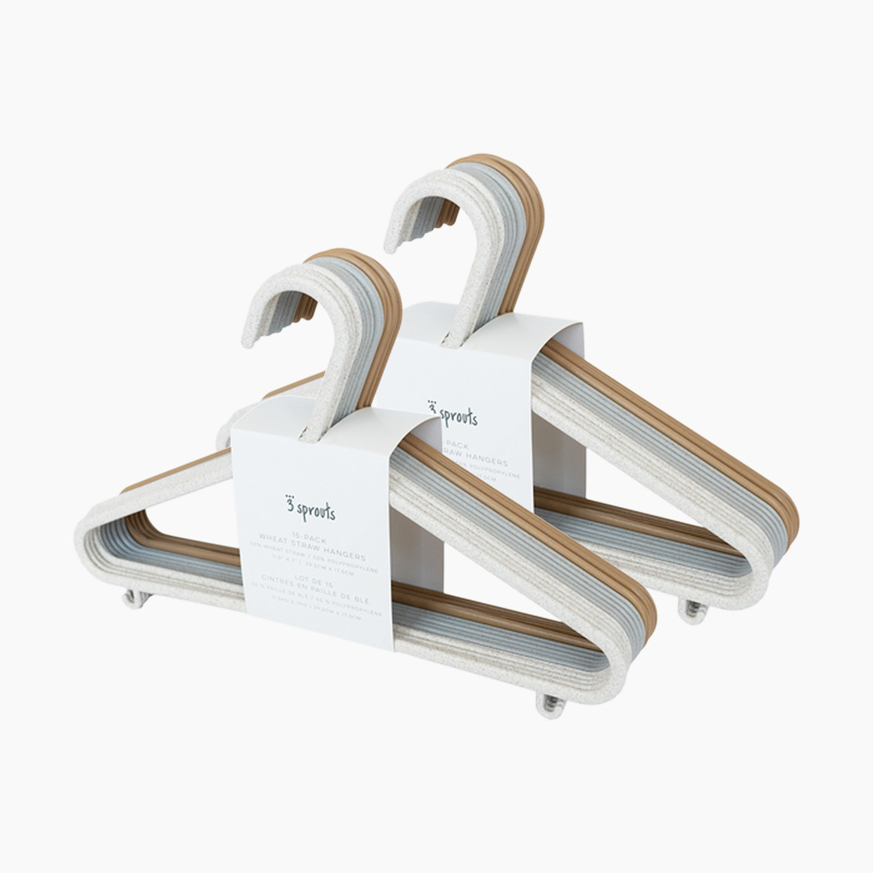 3 Sprouts Wheat Straw Hangers - Neutral Assorted, 30.