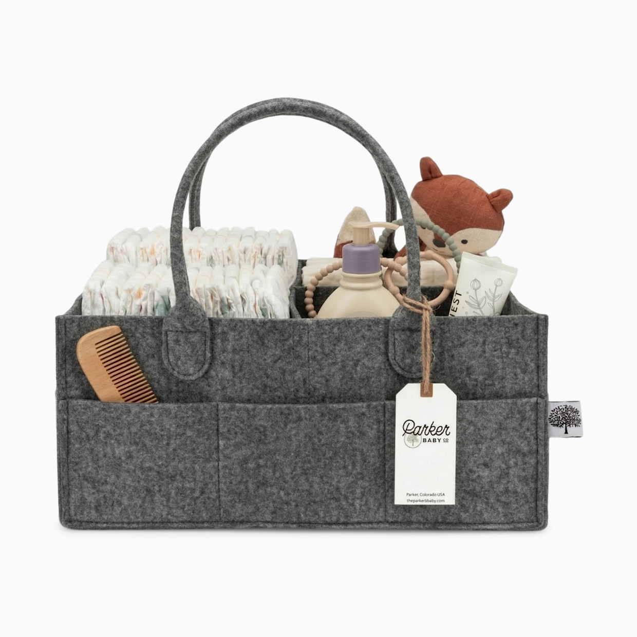 Parker Baby Co. Diaper Caddy - Peppercorn, Large.