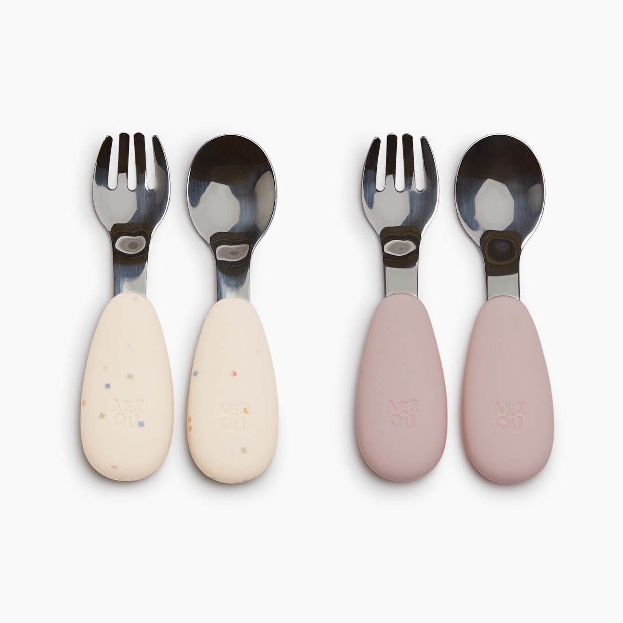 AEIOU Stainless Steel Utensils (4 Pack) - Petal/Oat Speckle.
