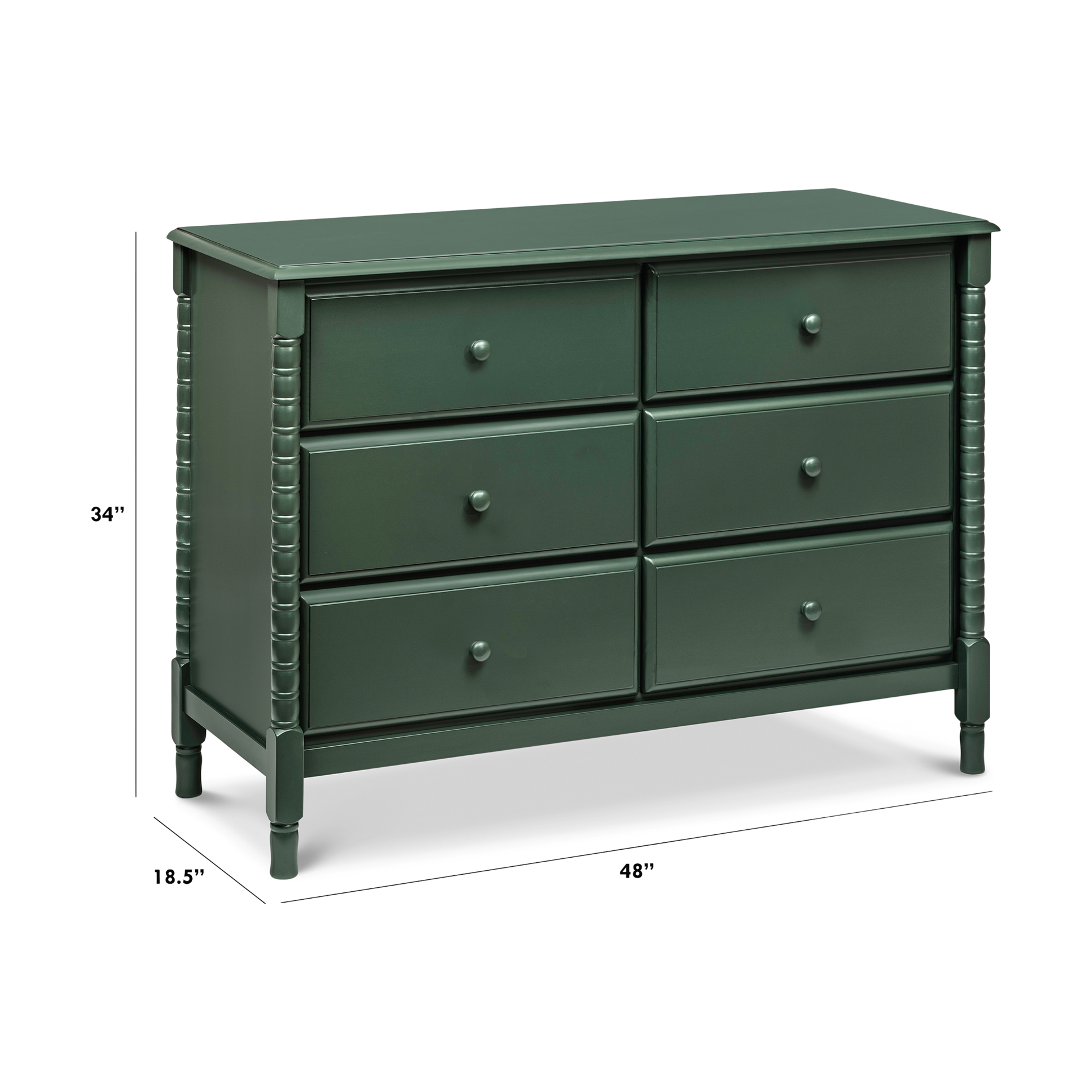 daVinci Jenny Lind Spindle 6-Drawer Dresser - Forest Green.