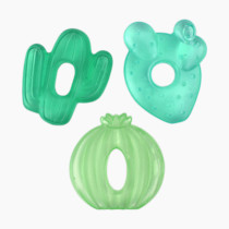 Itzy Ritzy Water-Filled Teethers - Cold Cutie Coolers Textured On Both Sides to Massage Sore Gums & Emerging Teeth - Can Be Chilled in Refrigerator, Set of 3 Green Cactus Water Teethers