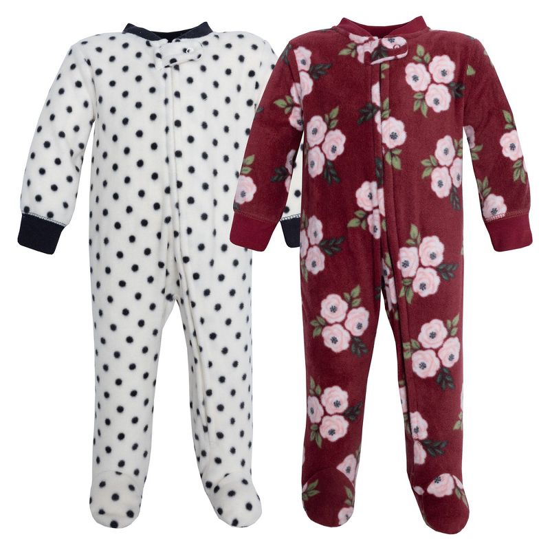 Hudson Baby Infant Girls Fleece Sleep and Play, Burgundy Floral, Preemie - $22.99.