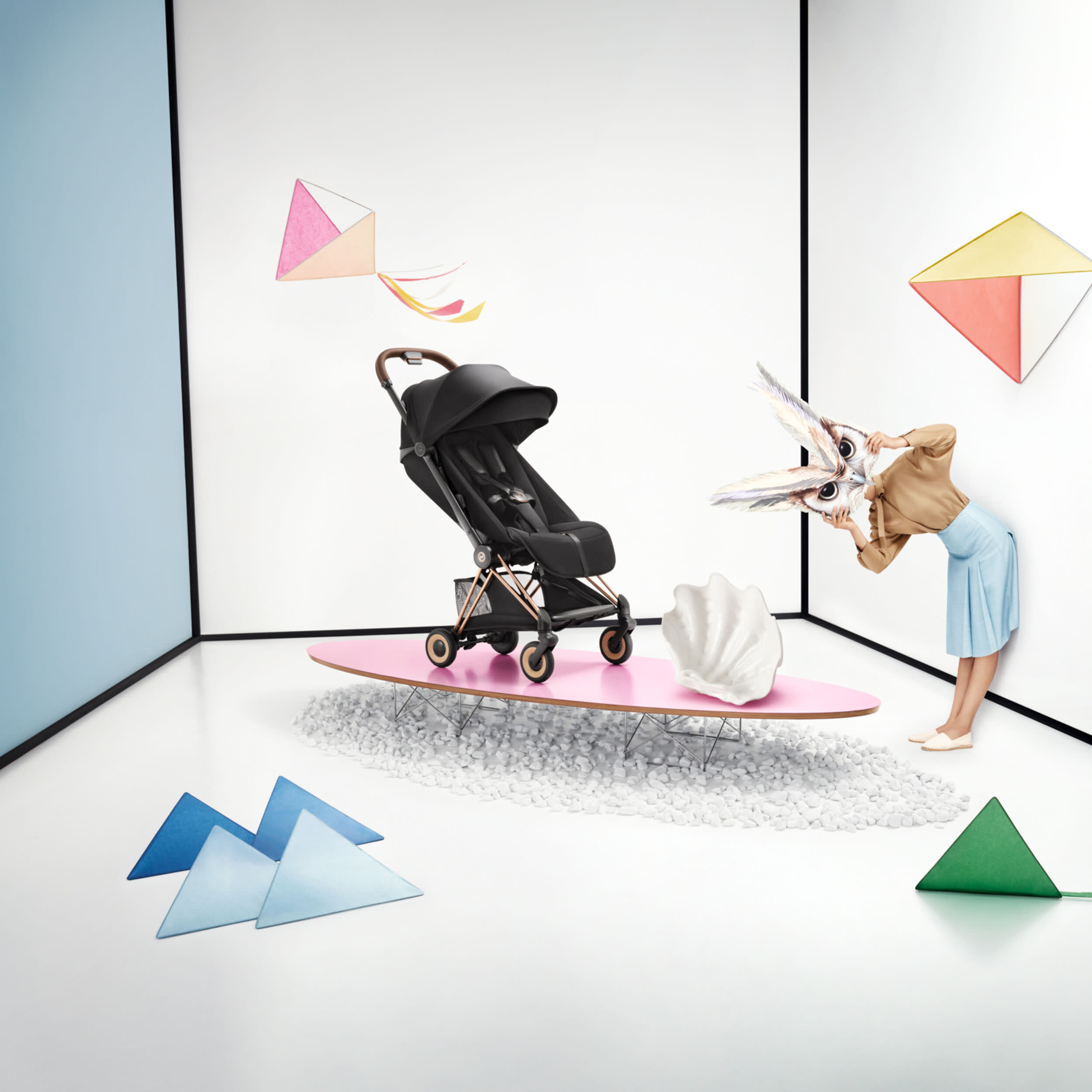 Cybex COYA Stroller - Style Collection - Rose Gold Frame/Sage Green Lux Seat.