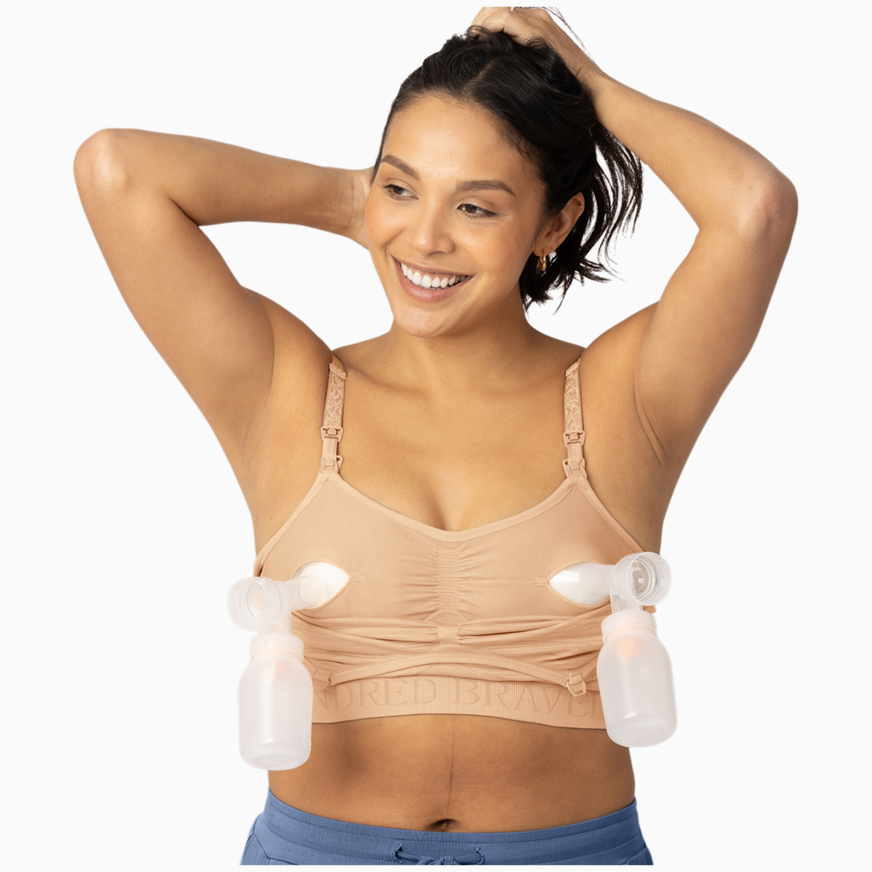 Kindred Bravely Sublime Hands Free Pumping Bra - Beige, Small.