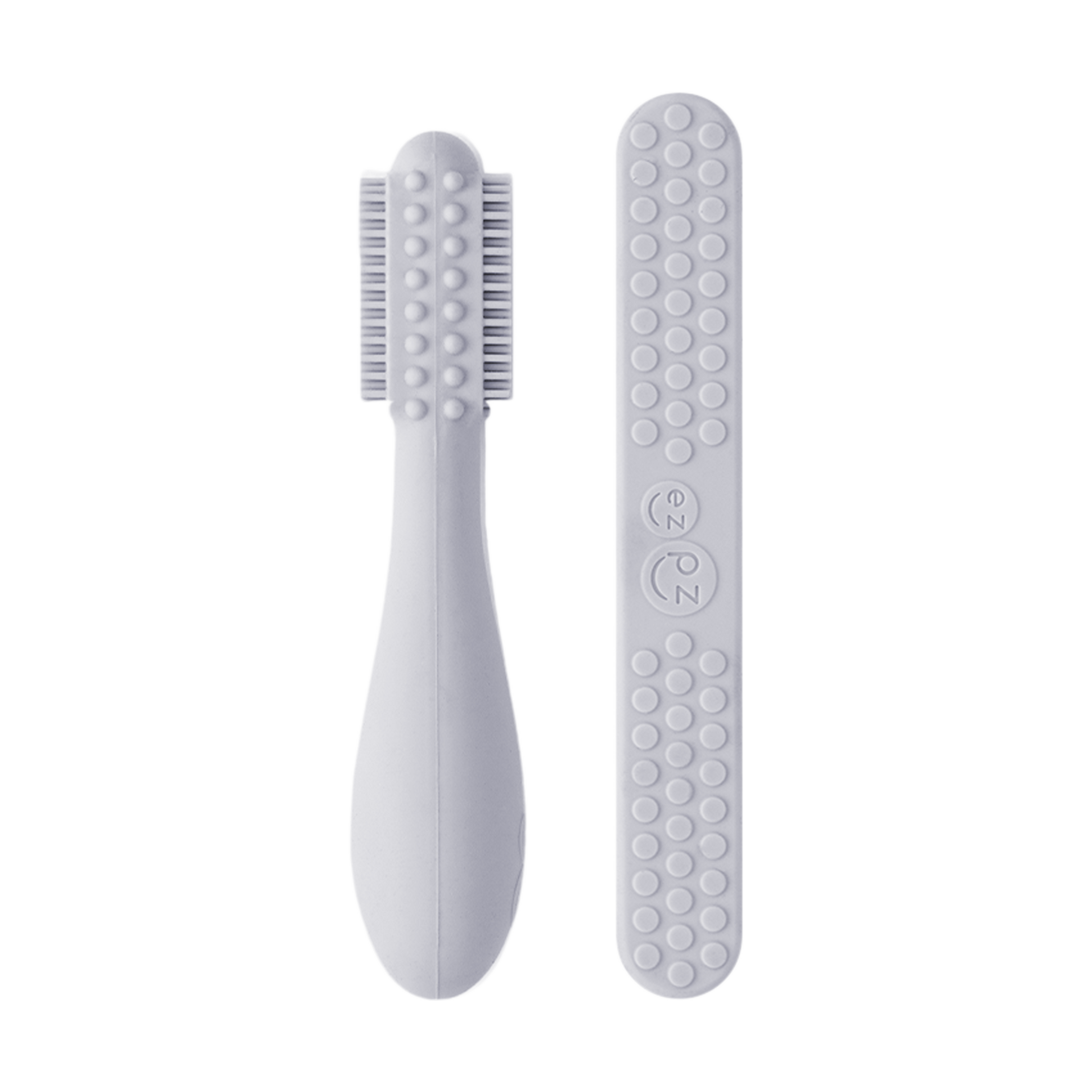ezpz Baby-Led Toothbrush + Sensory Tongue Depressor Dual Pack - Pewter.