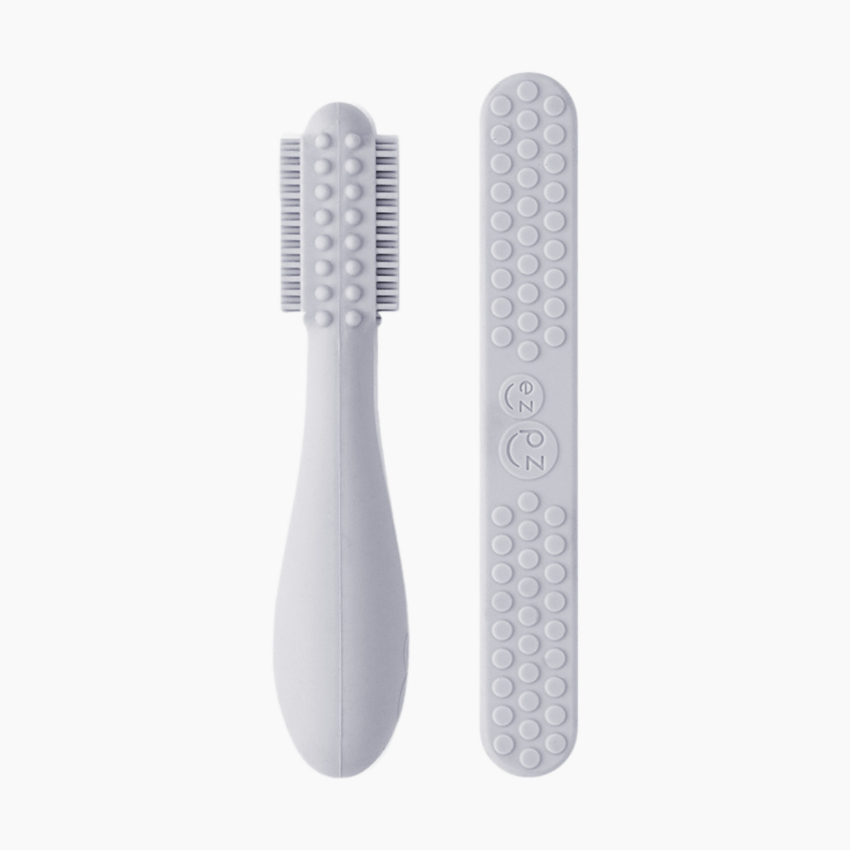 ezpz Baby-Led Toothbrush + Sensory Tongue Depressor Dual Pack - Pewter.