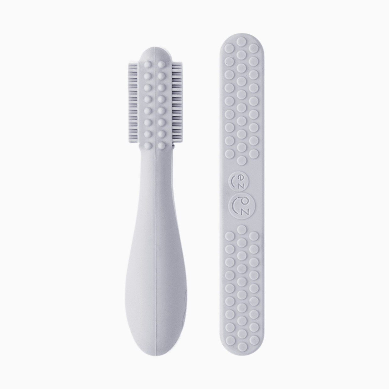 ezpz Baby-Led Toothbrush + Sensory Tongue Depressor Dual Pack - Pewter.