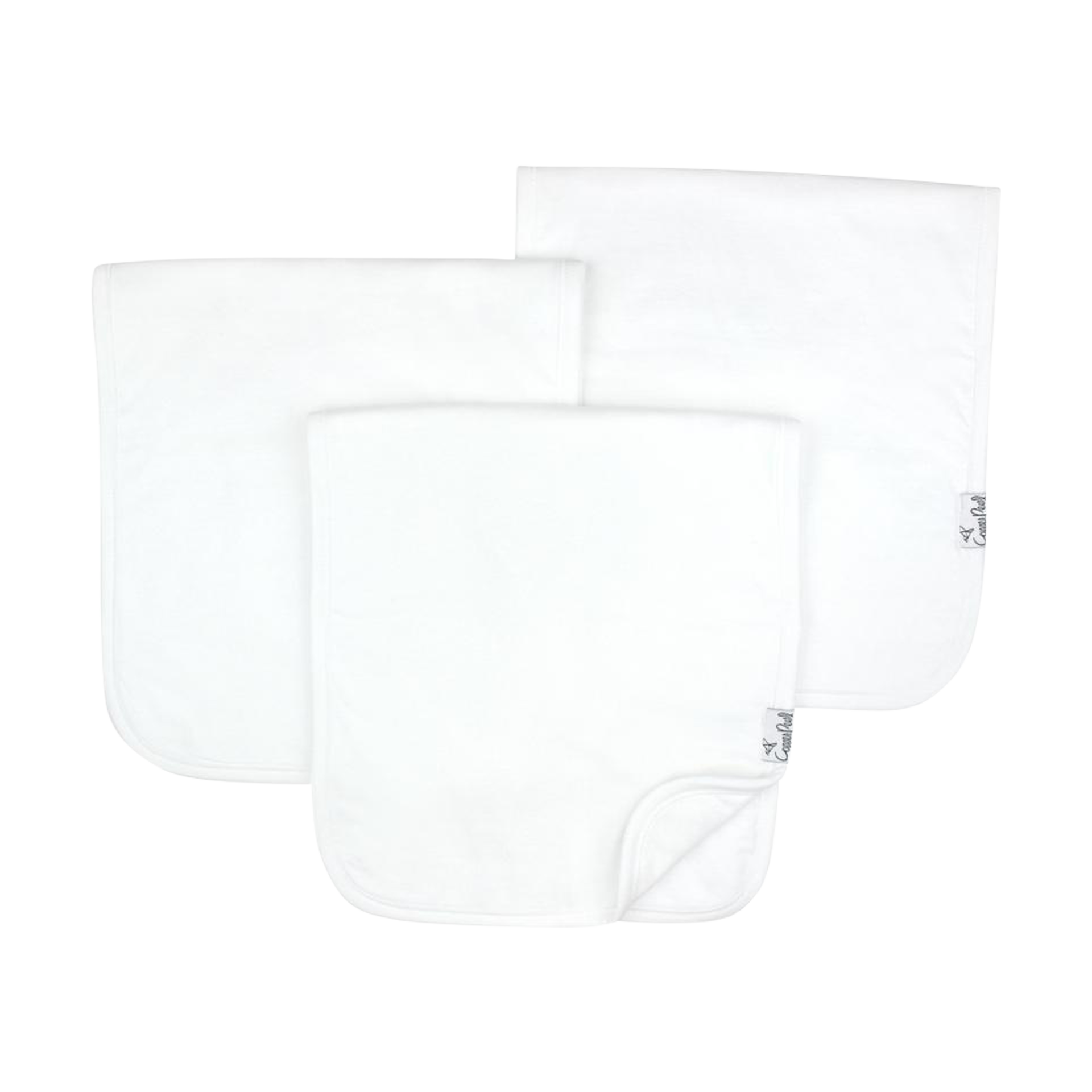 Copper Pearl Premium Baby Burp Cloths - 3-Pack Large Cotton Burp Cloths, Extra Soft Spit Up Rags with 3 Absorbent Layers, Perfect for Baby Boy and Baby Girl Gifts (21" x 10" Size, White Basics Set)